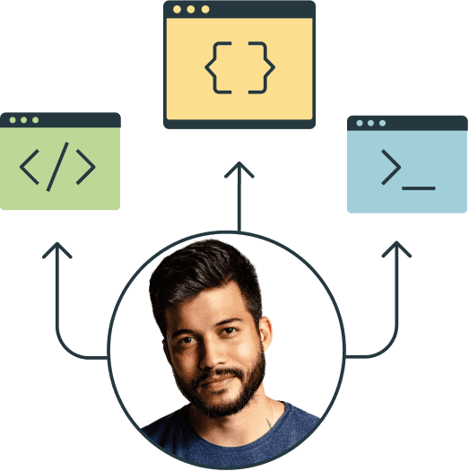 Man looking for developers with different roles