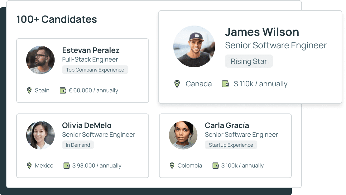Explore candidates cards profile information