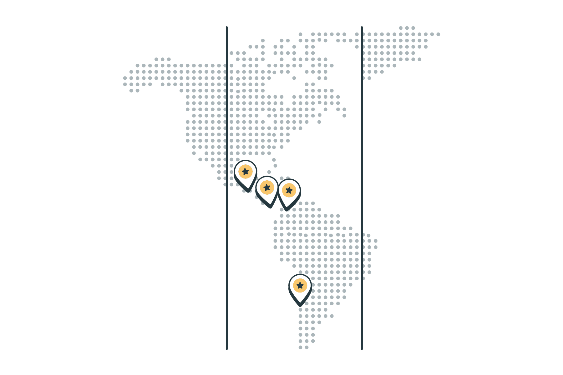Map showing Latin America and US intersecting time zones
